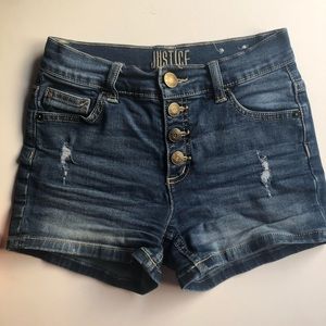 Justice Blue High Waisted Jean Shorts
